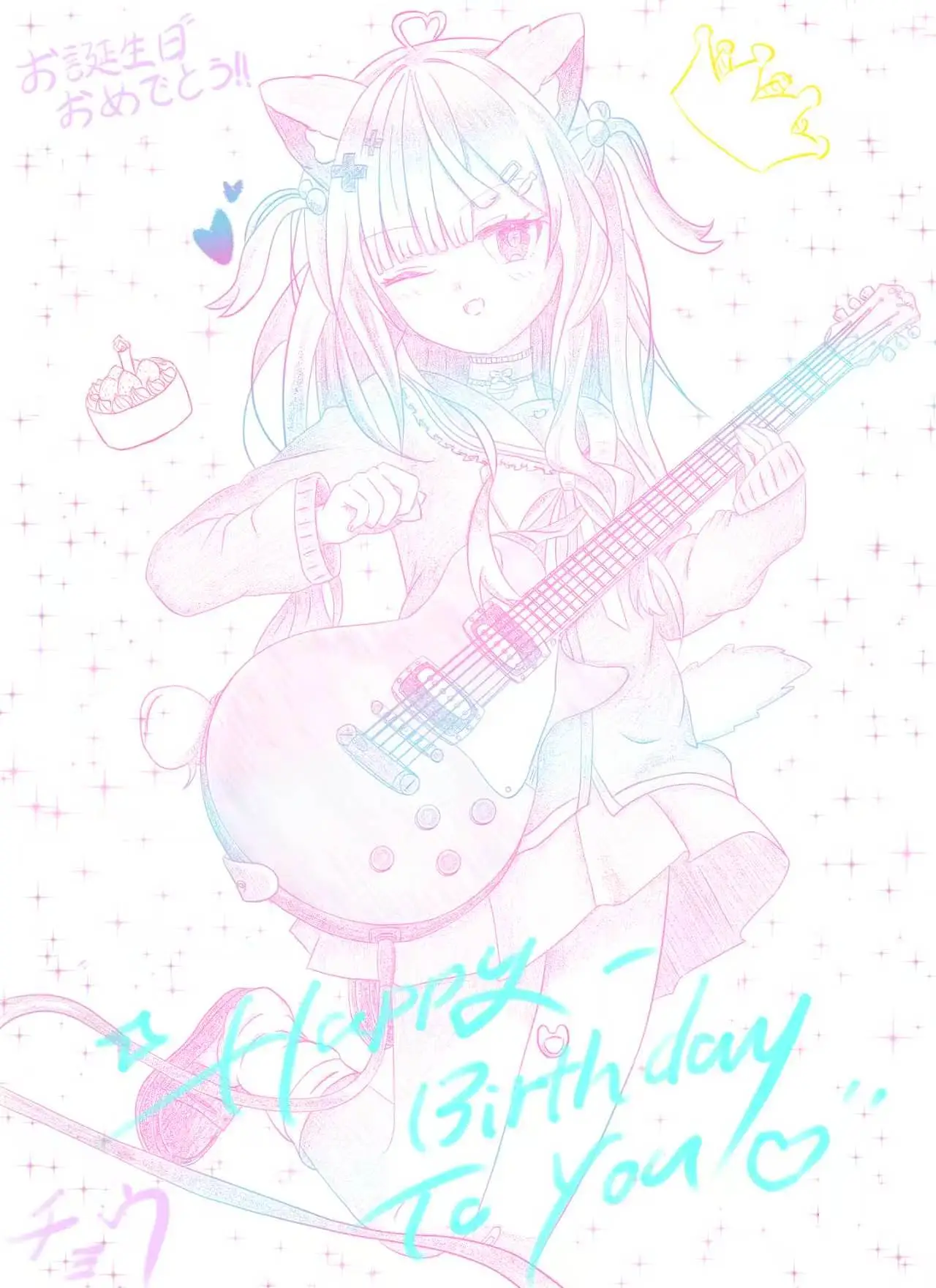 チョウの手描きイラスト